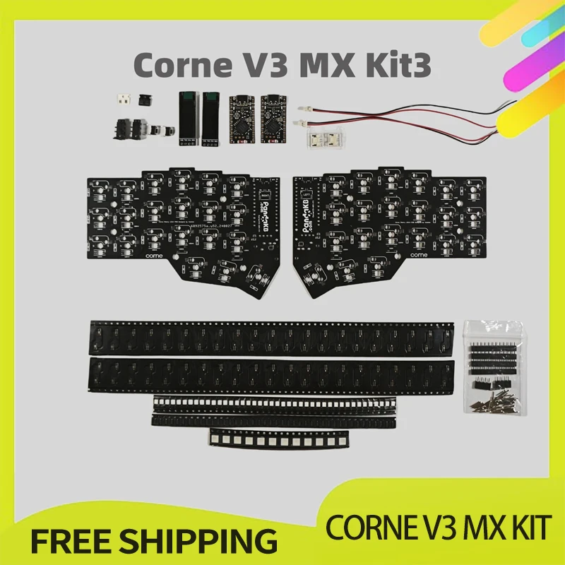 Corne V3 Split Keyboard Pcb Kit Custom Corne Crkbd Pcb Rgb Wireless Horn Keyboard Kit Diy Mechanical Keyboard Gaming Accessories