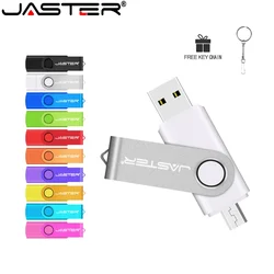 JADTER 2 IN 1 USB Flash Drive 128GB Key Chain Pen Drive 64GB Rotatable Memory Stick 32GB OTG for Phone U Disk Creative Gift 16GB