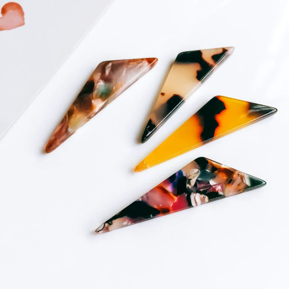 Eardrop 6 Colors Triangle Earring Accessories Pendant Necklace Charms Diy Handmade Material 6pcs