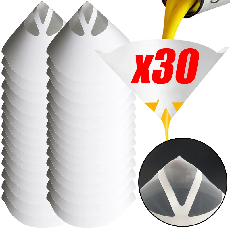 10/30Pcs Disposable Car Paint Spray Mesh Paper Filter Purifying Straining Funnel Paint Filter Conical Nylon Micron Paper Funnels