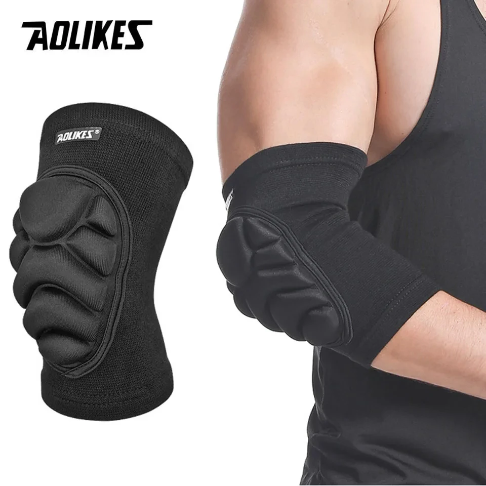 AOLIKES 1Pair Knee Elbow Pads, Thick Sponge Collisioned Kneepads for Work, Basketball Wrestling Football Volleyball Cycling