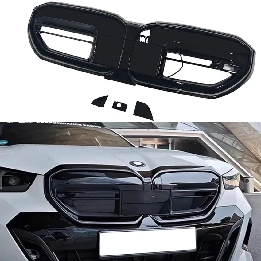 2024 To Up For BMW 5 Series I5 G60 M60 M5 Style Kidney Grille Led Light Racing Grill Luminous Grilles ABS Gloss Black Body Kit