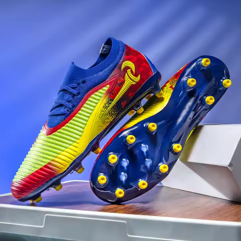 New Men Soccer Shoes Adult Non Slip Outdoor Football Boots Training Cleats Sport Boys Long Spikes Breathable Match Comfortable