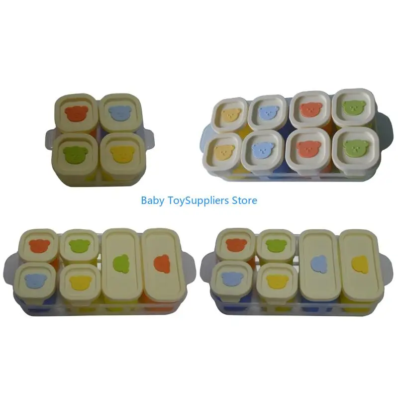 

R1WF Steam Compatible Baby Freezing Tray 4 Section Silicone Storage Container With Flat Lid Space Saving Design For Puree