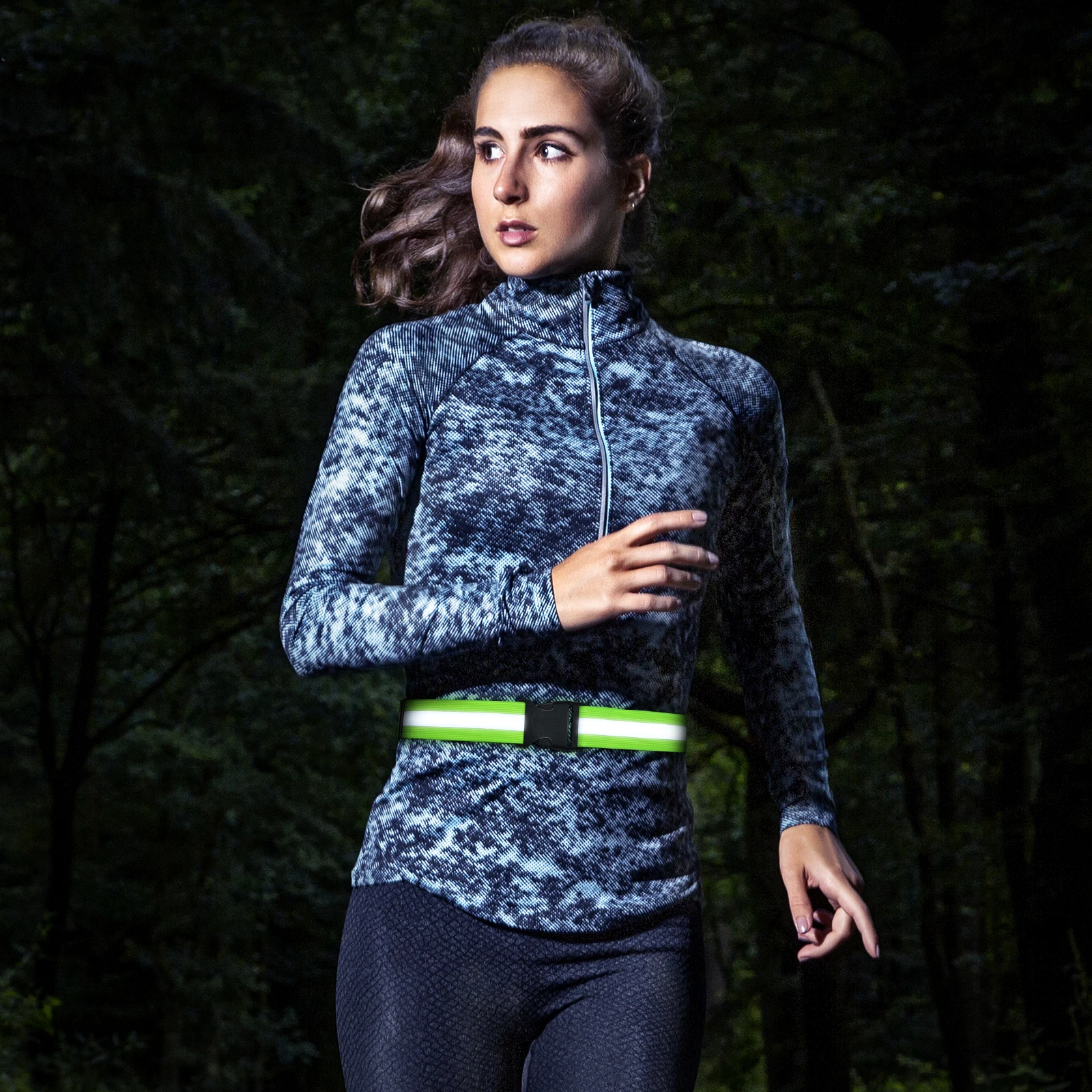 

Reflective Safety Belt Fluorescent Green Elastic Adjustable High Visibility for Running Cycling Walking Waistband