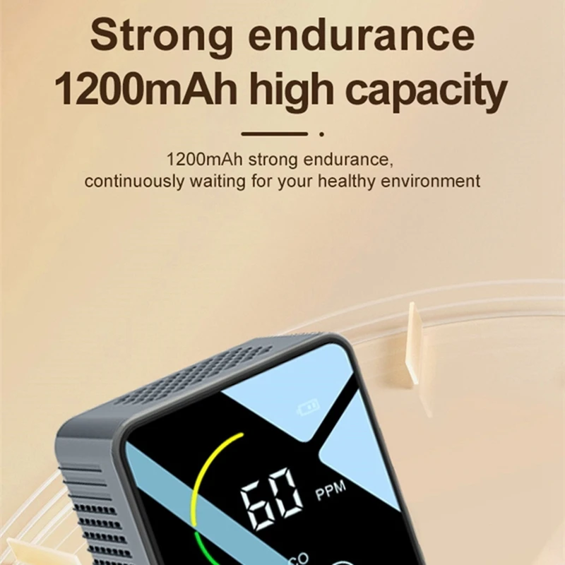 3-In-1 Air Quality Detector, Carbon Monoxide Temperature Humidity Detector, Indoor CO Alarm Detector For Indoor