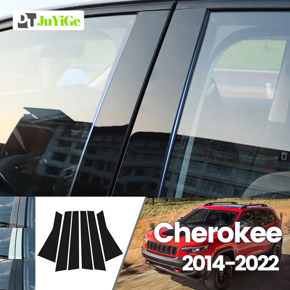 

For Jeep Cherokee 2014-2022 2015 2016 2017 2018 Bright Black Carbon Fibre Window Door B C Sticker