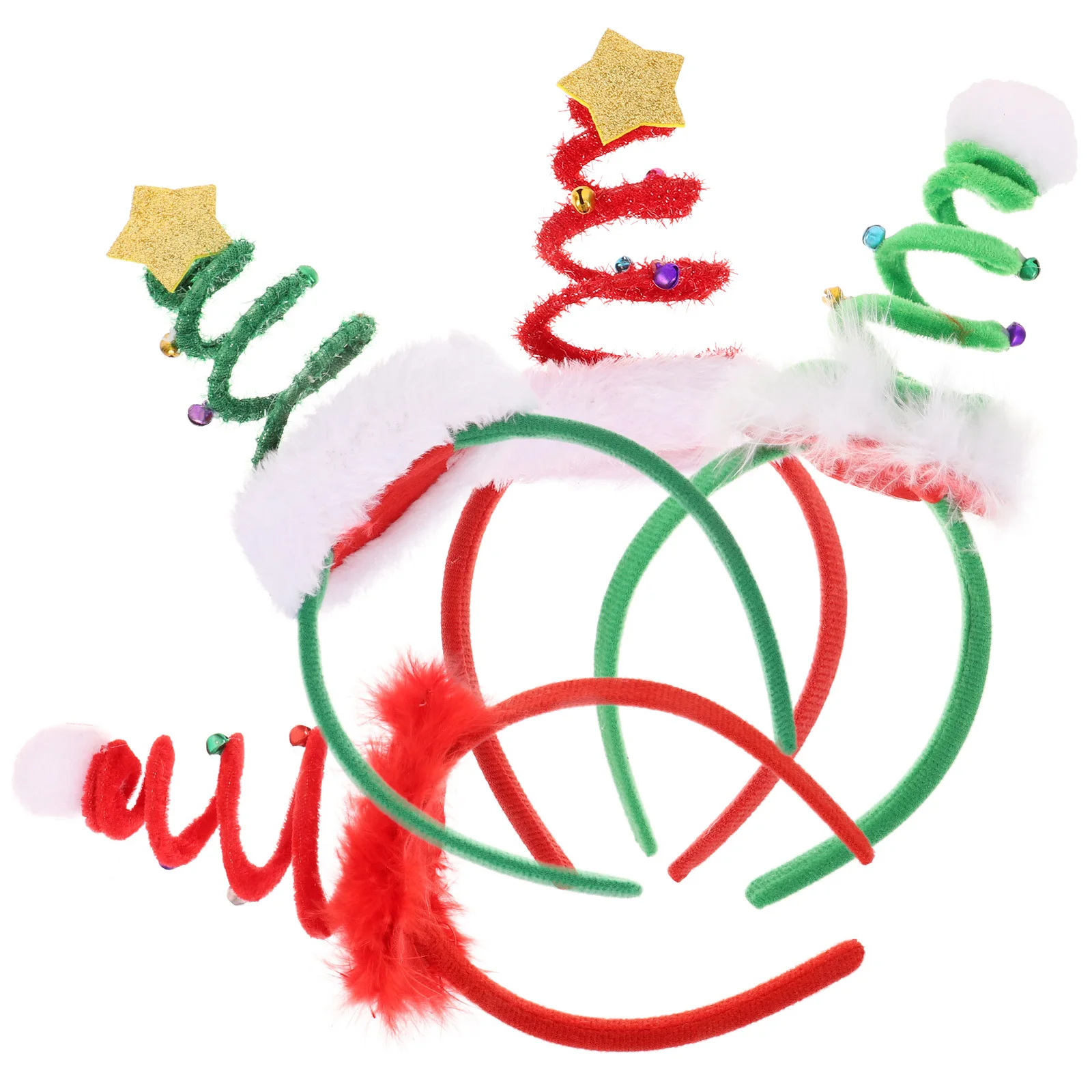 

4pcs Christmas Tree Headband Lightweight Hair Hoop For Holiday Party Favor Xmas Hair Accessories Costume Hairdressing Tool