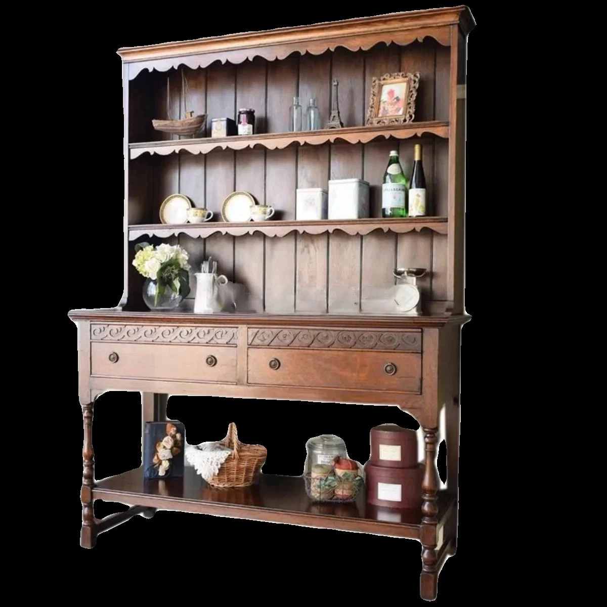 

Retro medieval style solid wood dining side cabinet, entrance cabinet, neoclassical simple study writing desk1225