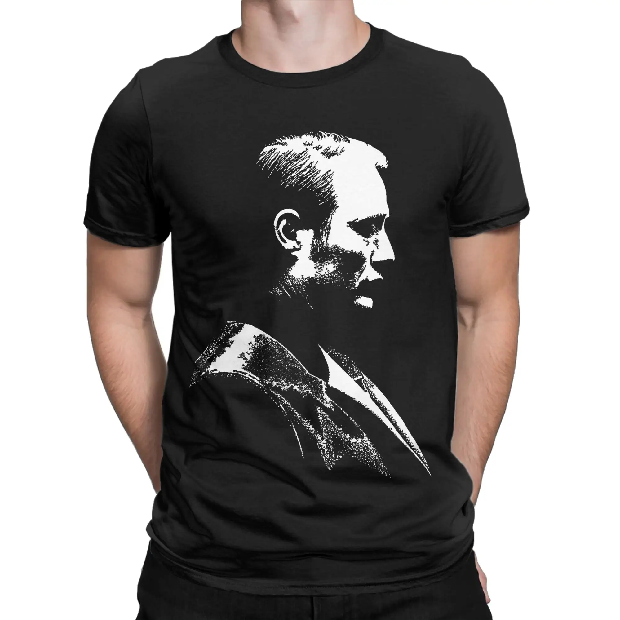 Hannibal Lecter Mads Mikkelsen T-Shirt for Men  Novelty 100% Cotton Tees O Neck Short Sleeve T Shirts Summer Clothes