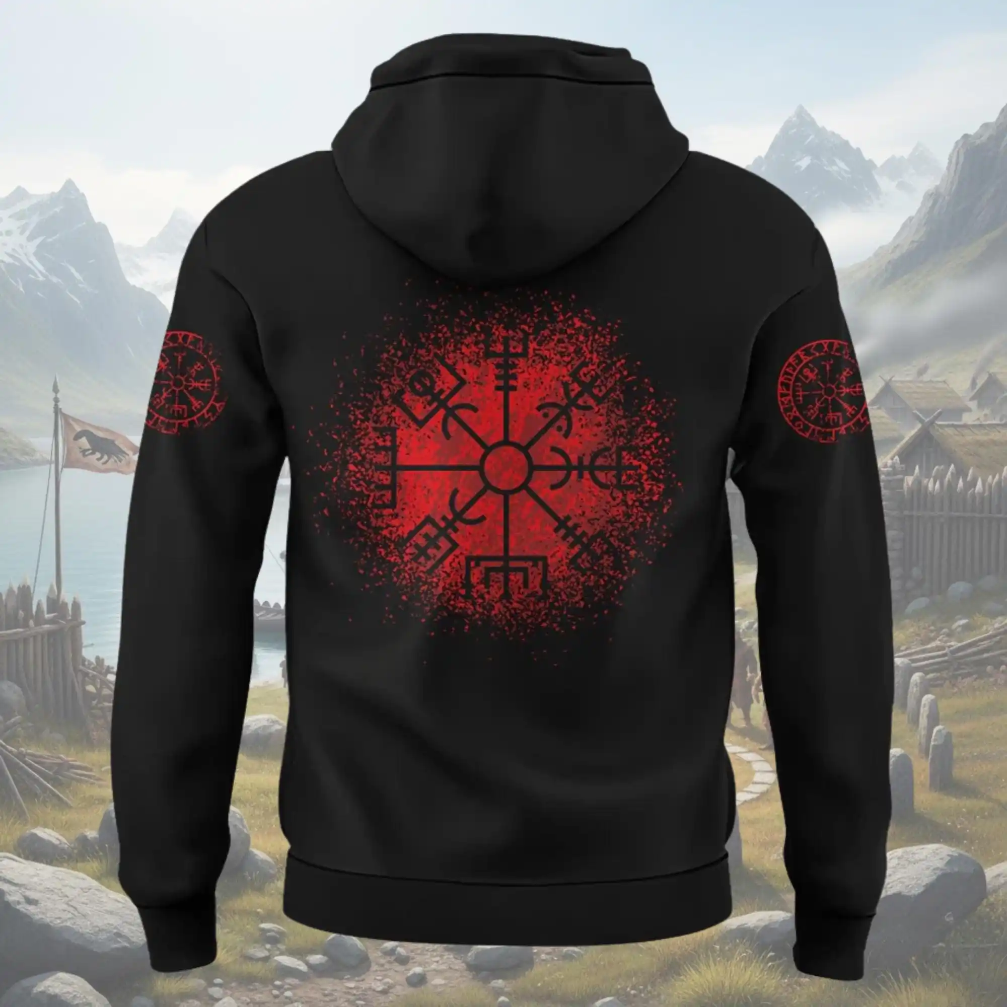 Viking Raven Hoodie, Norse Mythology Odin's Raven Hugin Munin Sweatshirt, Vegvisir Runic Compass, Viking Tattoo Shirt, Gift for