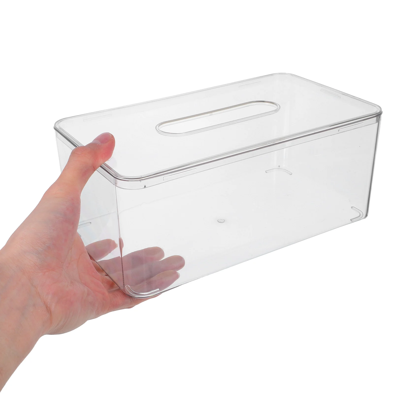 

Desktop Transparent Tissue Box Clear Holder Plastic Organizer Dispenser Paper Serviettes Storage Home Dining Room Tabletop