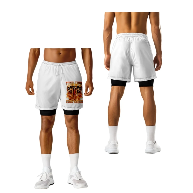 

TUNG TUNG SAHUR Merch с принтом, две шорты, косплей, женская и мужская модная повседневная уличная одежда