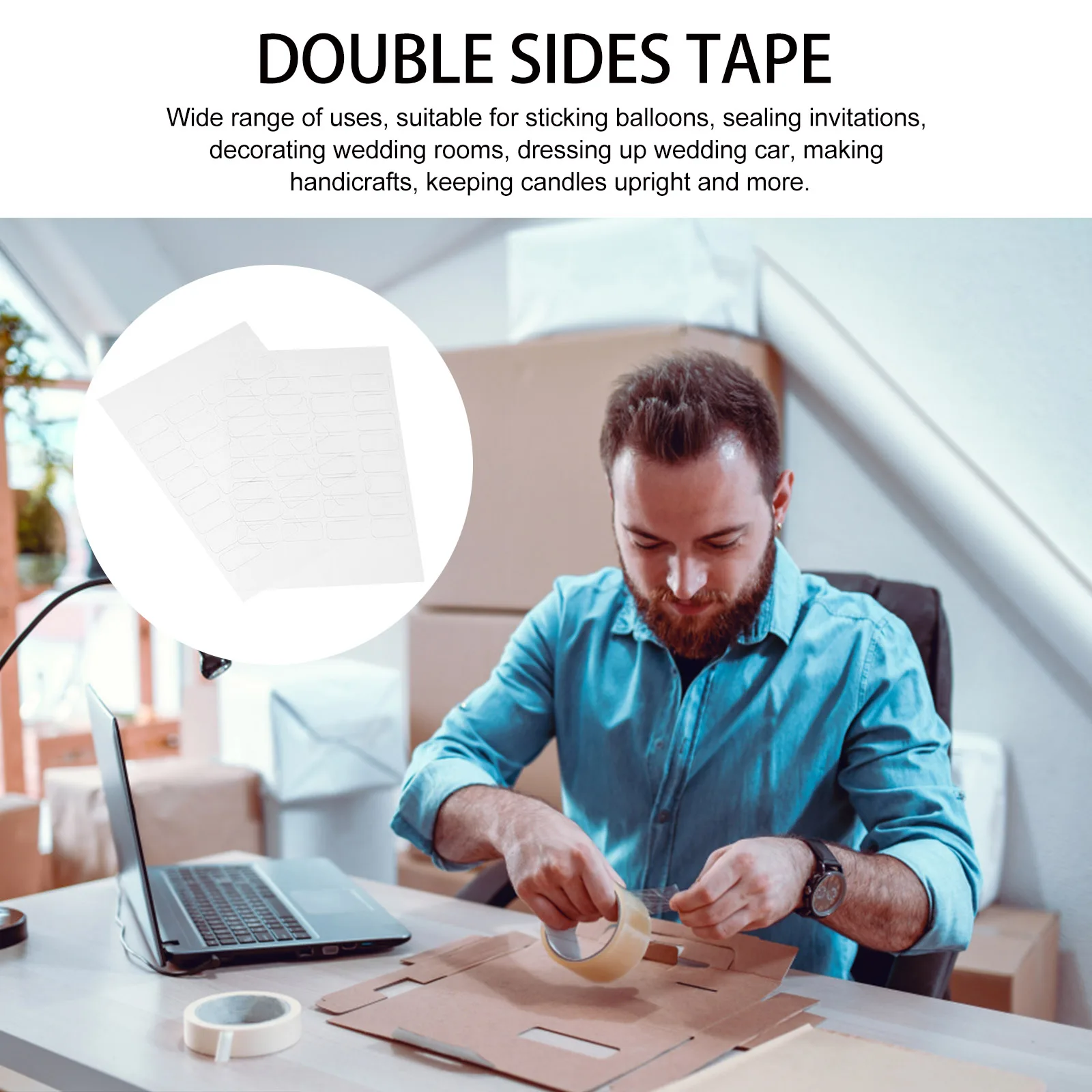 Cinta adhesiva fuerte de doble cara con gancho, transparente, extraíble para globos, decoraciones para fiestas, proyectos artesanales, pegamento sin rastro, 64 Uds.