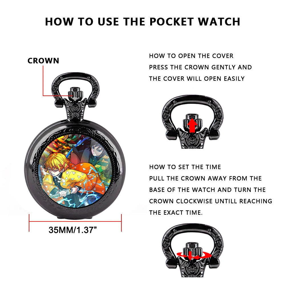 أنيمي الأصفر البرق المبارز وقت صغير الأحجار الكريمة كوارتز ساعة الجيب ريترو الشرير الرجال والنساء ساعة الموضة قلادة هدية #6