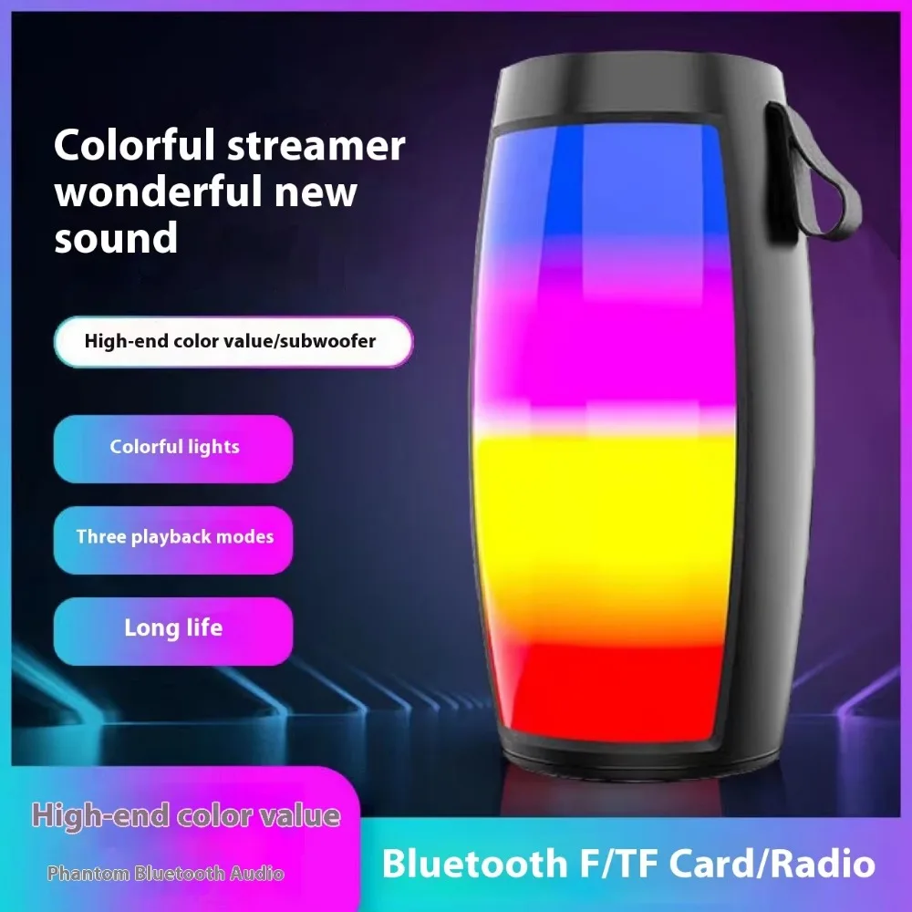 Portable Bluetooth Wireless Speaker Pulsating 1202 Colorful Lights with Deep Bass Card Slot for Phone Computer Gift Use