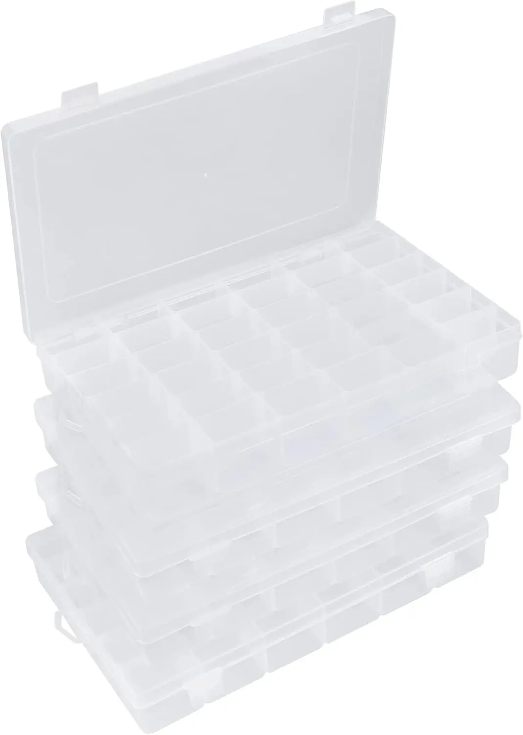 

Clear Bead Organizer 36 Grids 4 Pack Plastic Parts Storage Box, 3600 Tackle Box for Crafts, Fishing, Sewing, Snacks
