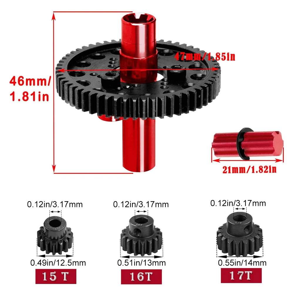 RC for Arrma 1/10 Granite/Senton/Big Rock/Vorteks 3s mega550、Kraton/Outcast 4S、1/8 Typhoon 3S Metal spur gear sliding clutch 57T