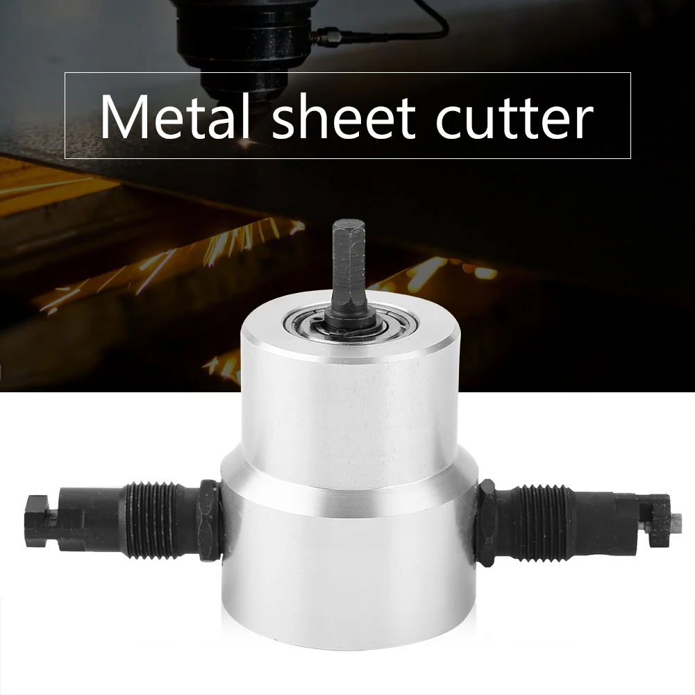 Metal Nibbler Cutter Metal Sheet Cutter Double Head Electric Power Drill Attachment Portable Nibbler Cutting Tool
