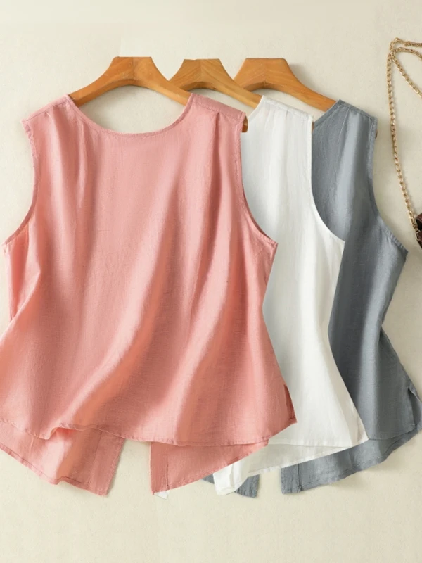 

Женский летний топ-жилет без рукавов с одной пуговицей, однотонный, с разрезом, больших размеров, для повседневной носки