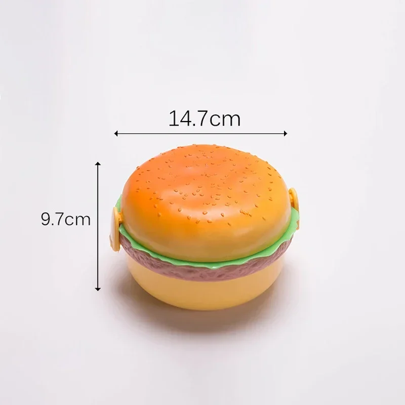 Hamburger Shaped Bento box Cute Kids Lunch Box with Tableware Heat Resistant Multi-layers Food Container for Students Children