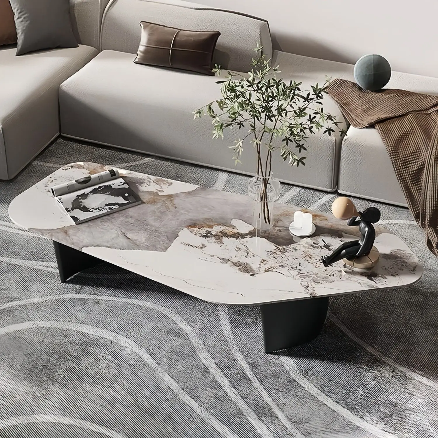 Slate Italian special-shaped coffee table living room irregular home light luxury table modern simple creative small apartment c