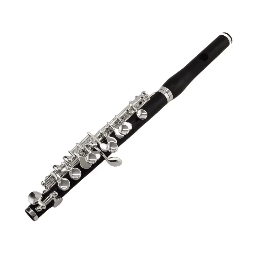 

Natural ebony piccolo, high-pitched silver-plated piccolo instrument, C major African black wood piccolo
