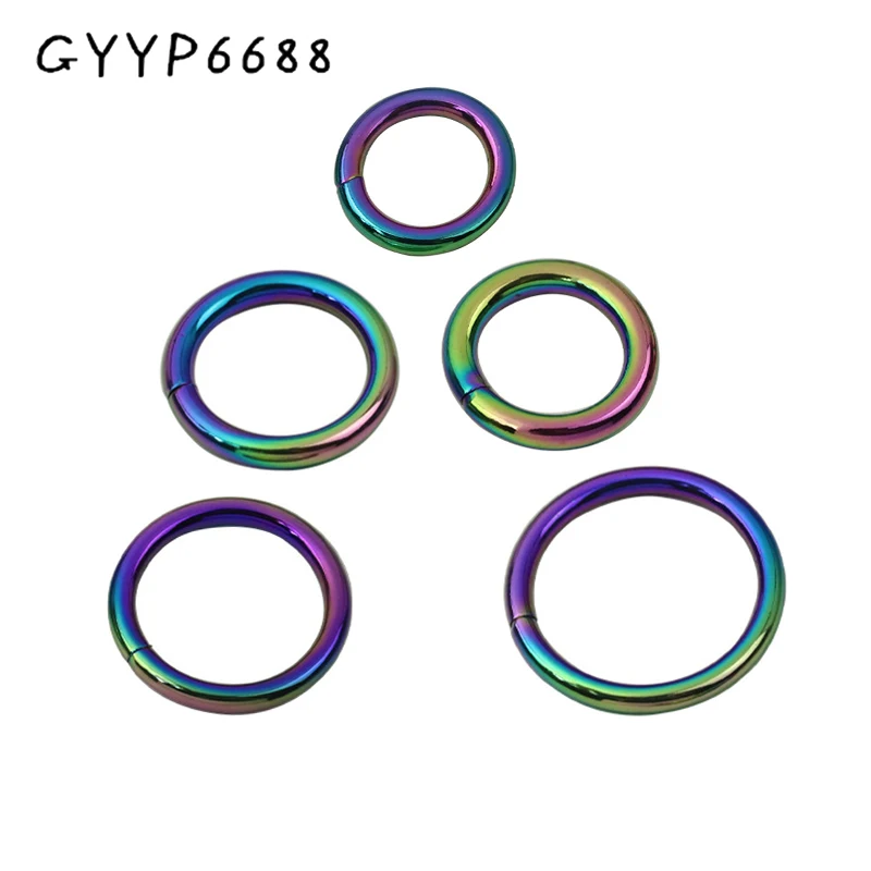 10-50-100pcs 5 Size Rainbow DIY Custom Metal Iron No Welded Open Square Split Ring Solid Buckle Hook Hardware For Bag Accessory