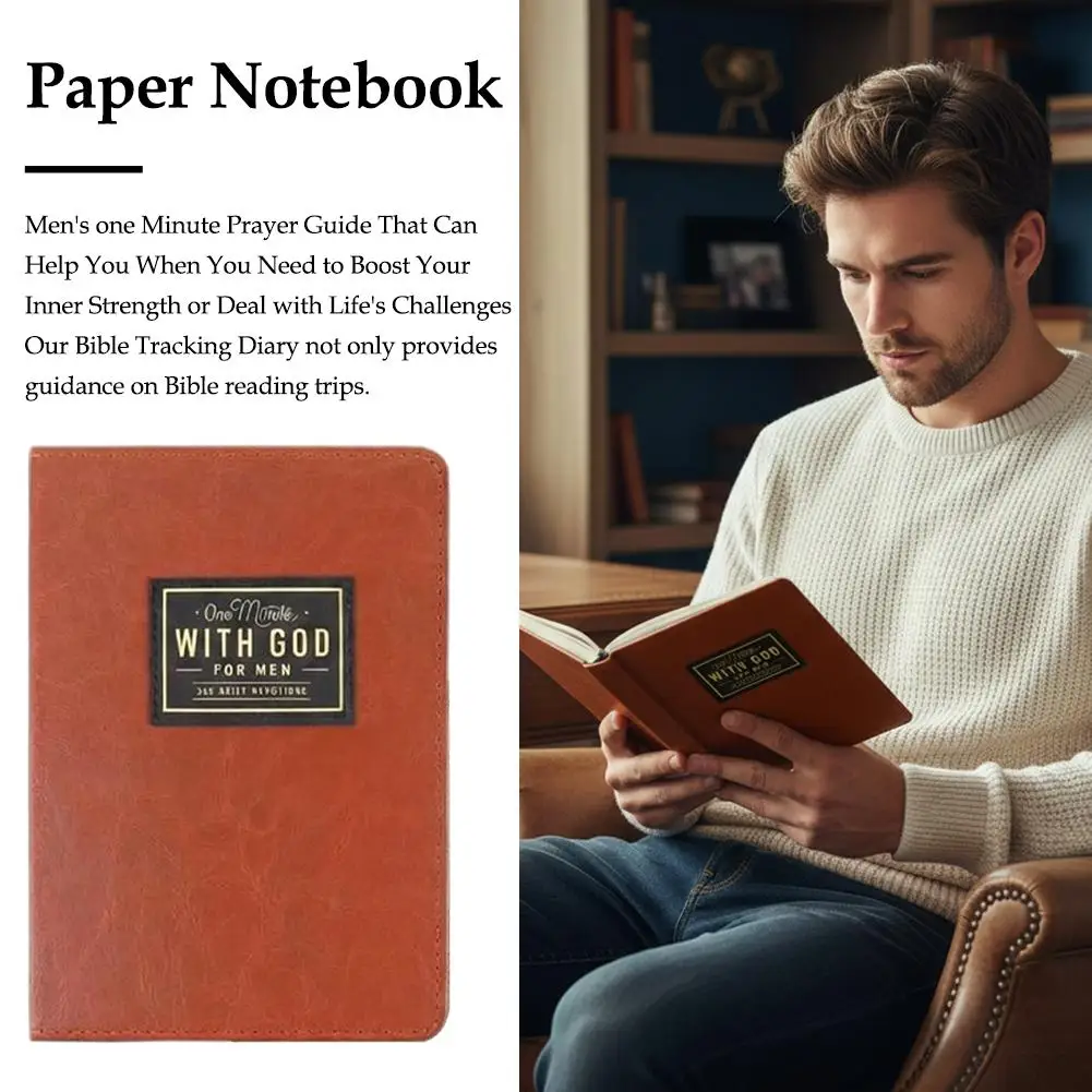 Journal de journalisation quotidienne pour hommes, couverture rigide marron, 365 jours, carnet de réflexion quotidienne, carnet portable pour le suivi des pensées
