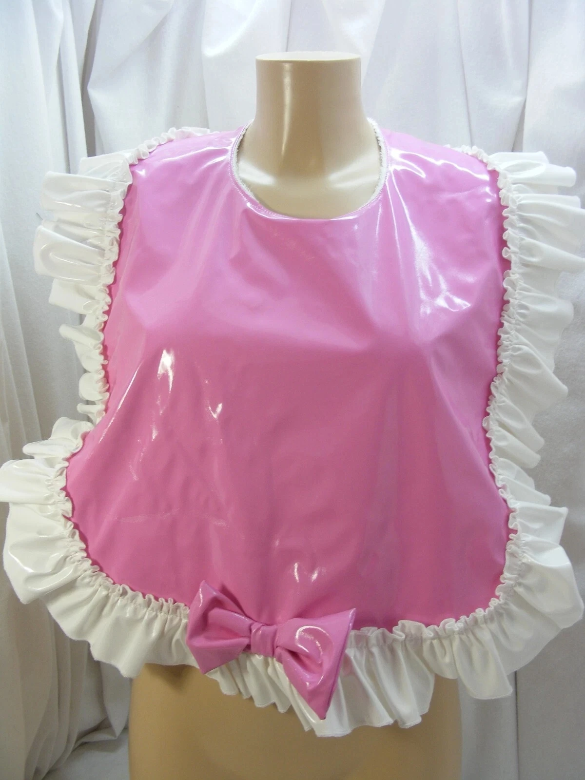 Sissy roupa adulto bebê almofada pvc rosa babador tamanho grande emenda bonito renda laço laço arco enfeite