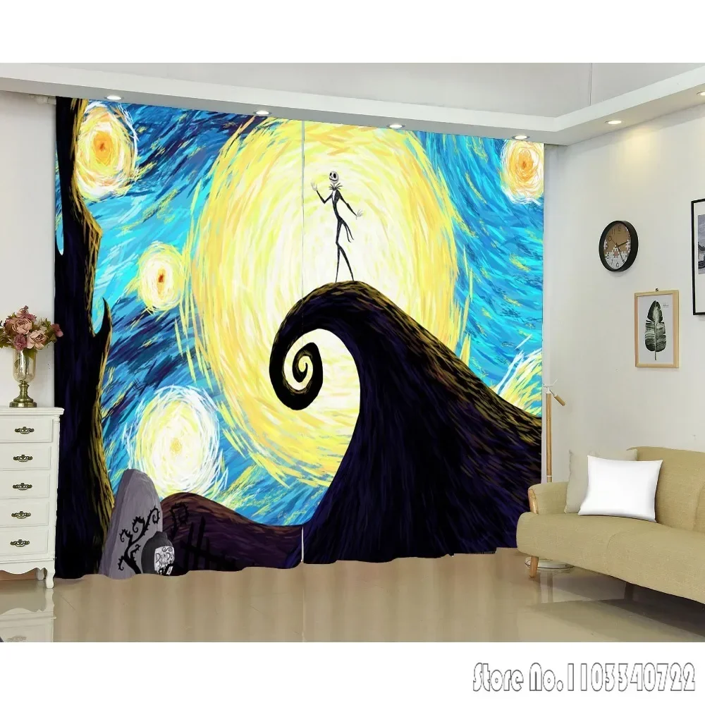 Disney The Nightmare Before Christmas Eve Jack Window Curtain 3D Print Blackout Curtains Living Room Bedroom Decor Kids Gift