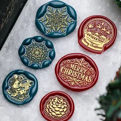 Christmas Sealing Wax Brass Stamp 3D Relief Wax Seal Replace Head For Scrapbook Wedding Party Invitation Gift Card Packing Decor
