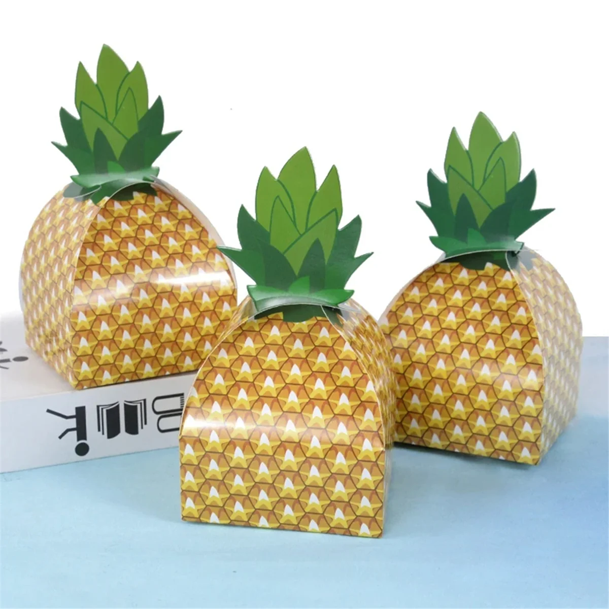 50PCS Pineapple Candy Cookie Box Hawaiian Party Gift Packing Box Bag Luau Summer Birthday Wedding Decoration