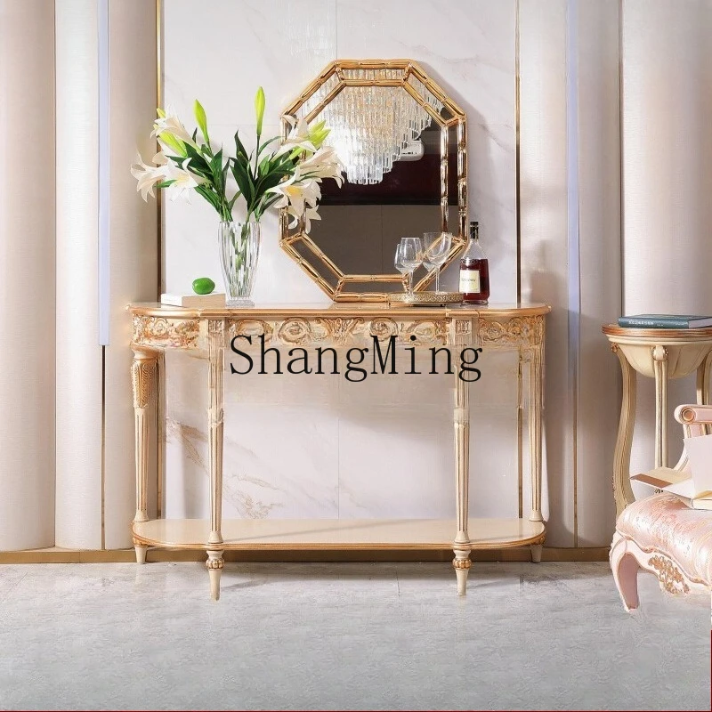 

SM solid wood cabinet new high-end carved villa living room simple wind entrance rectangular cabinet