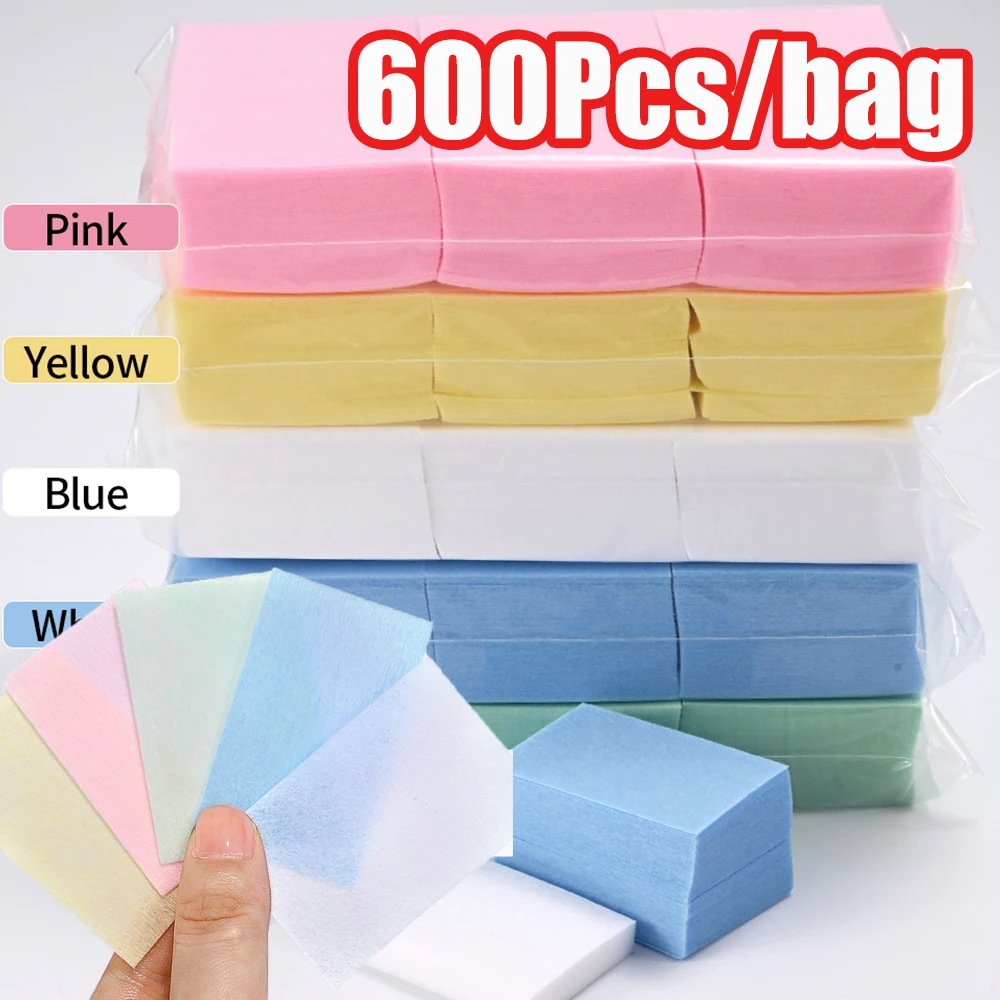 100/500/600Pcsa المهنية خالية من الوبر مسمار القطن 100% غير المنسوجة الأشعة فوق البنفسجية هلام إزالة البولندية مناديل ورقة منصات لأدوات تنظيف الأظافر