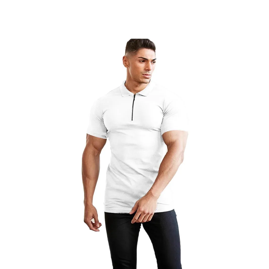 2025 Short Sleeved Polo Shirt Men's Sports and Leisure T-shirt European and American Fitness Summer Top Men's Plus Size