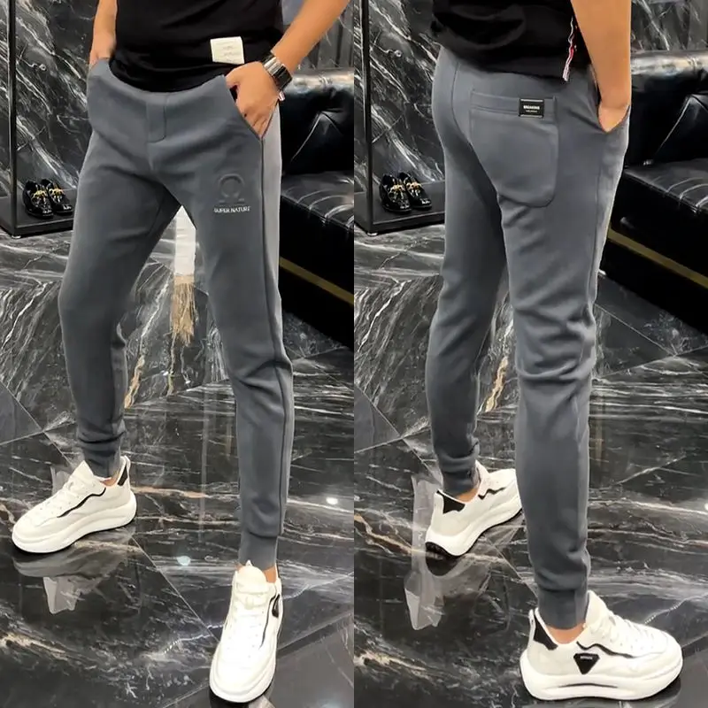 Plush Casual Pants for Men Slim Fit and Versatile Trendy Internet Celebrity Men's Casual Small Foot Bath Pants