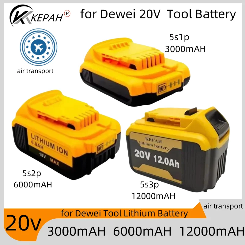 5S3P DCB200 20V 3AH 6AH 12AH Lithium Rechargeable Battery For Dewalt 18V DCB184 DCB200 DCB182 DCB180 DCB181 DCB182 DCB201 DCB206