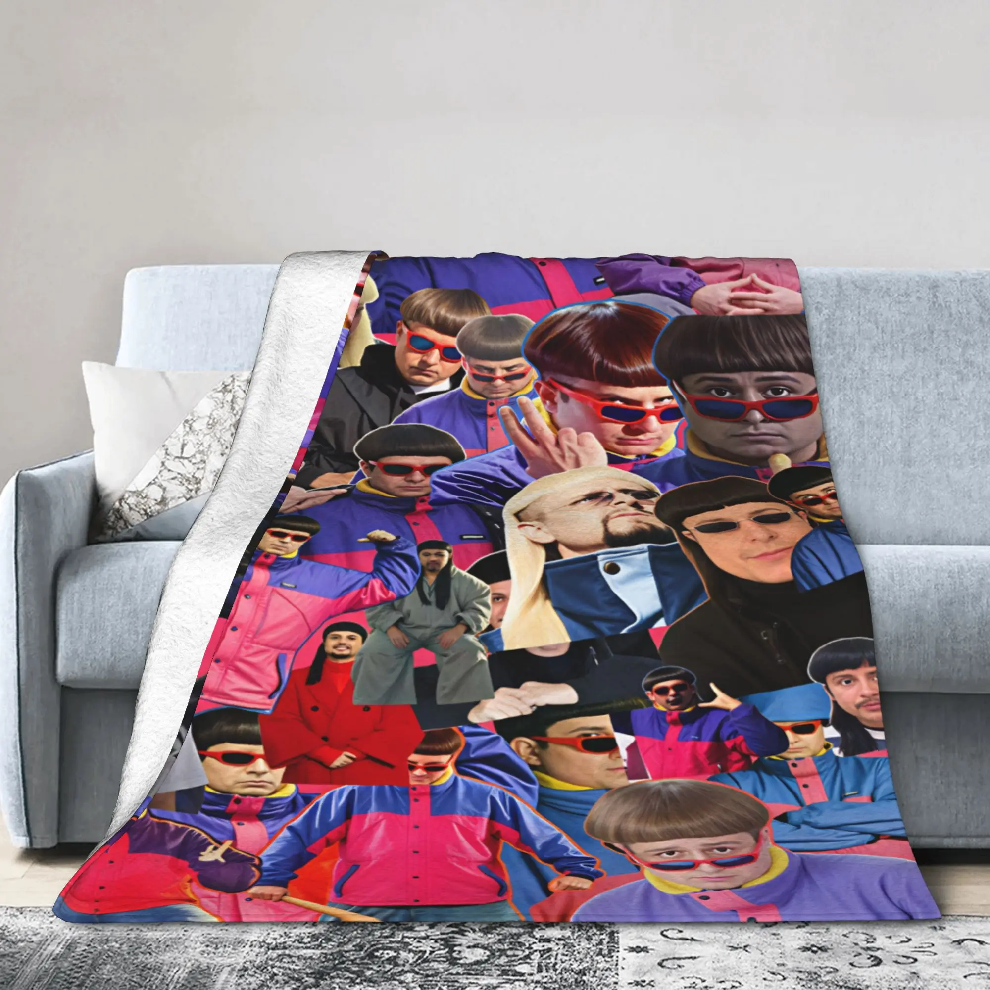 Warm Soft Blanket Picnic Oliver Tree Collage Pink Throw Blanket  Flannel Bedspread For Couch Chair Print Sofa Bed Cover