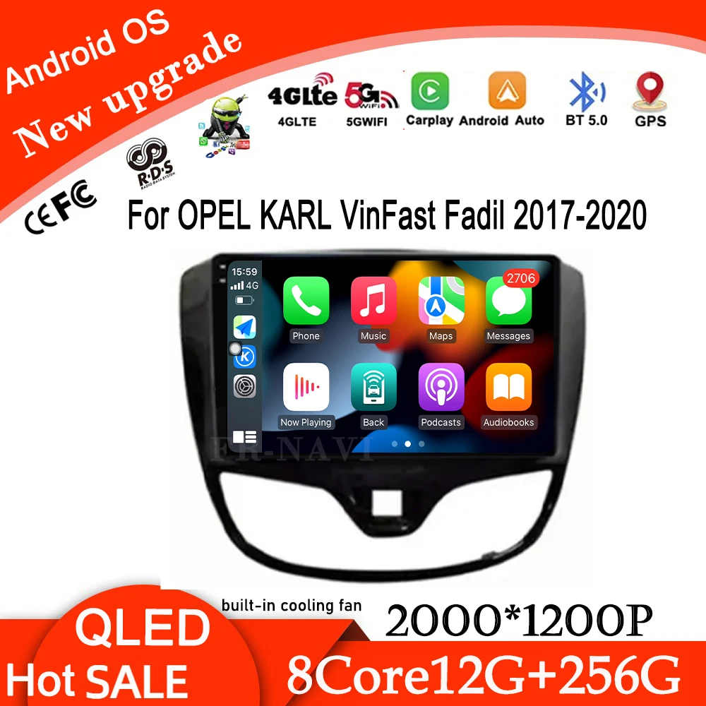 9 Inch Android 14 For OPEL KARL VinFast Fadil 2017 - 2020 Car Video Player Radio Multimedia GPS