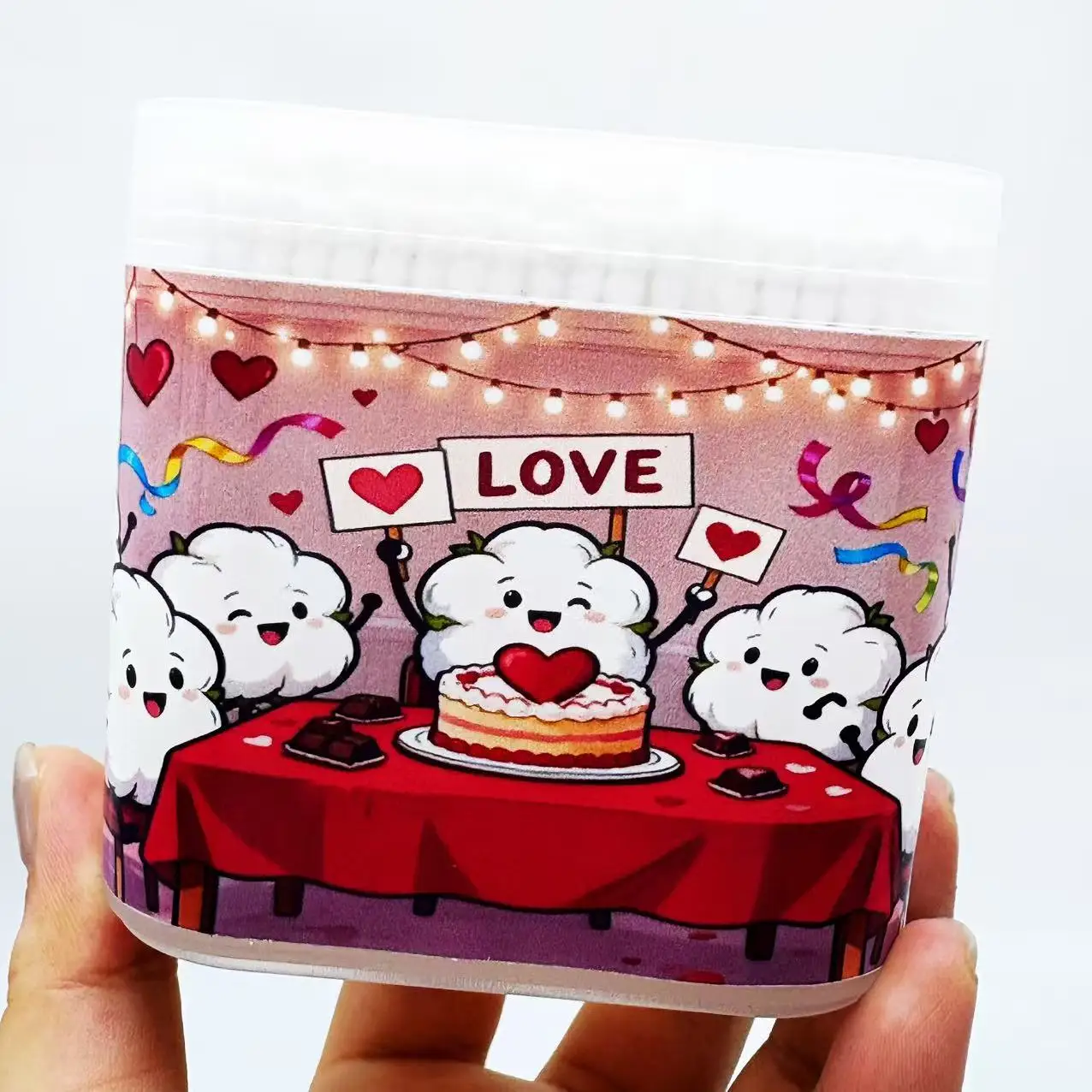 800 قطعة من مسحات القطن الأبيض ذات الطابع المزدوج لعيد الحب، ملعقة حلزونية إبداعية، عصا رفيعة لعنصر عيد الحب، أعواد قطنية