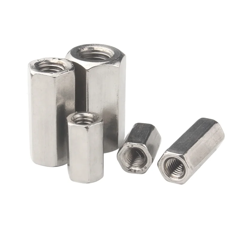 M5 M6 M8 M10 Hex Coupling Nuts 304 Stainless Steel Rod Coupling Extension Nut Connection Threaded Bar Stud Long Nuts