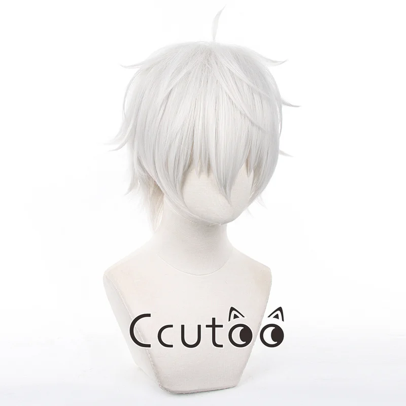 블루 락 세이시로 나기 코스프레 가발 No.11 선수 실버 화이트 30cm 짧은 웨이브 합성 내열성 헤어 가발 + 가발 캡
