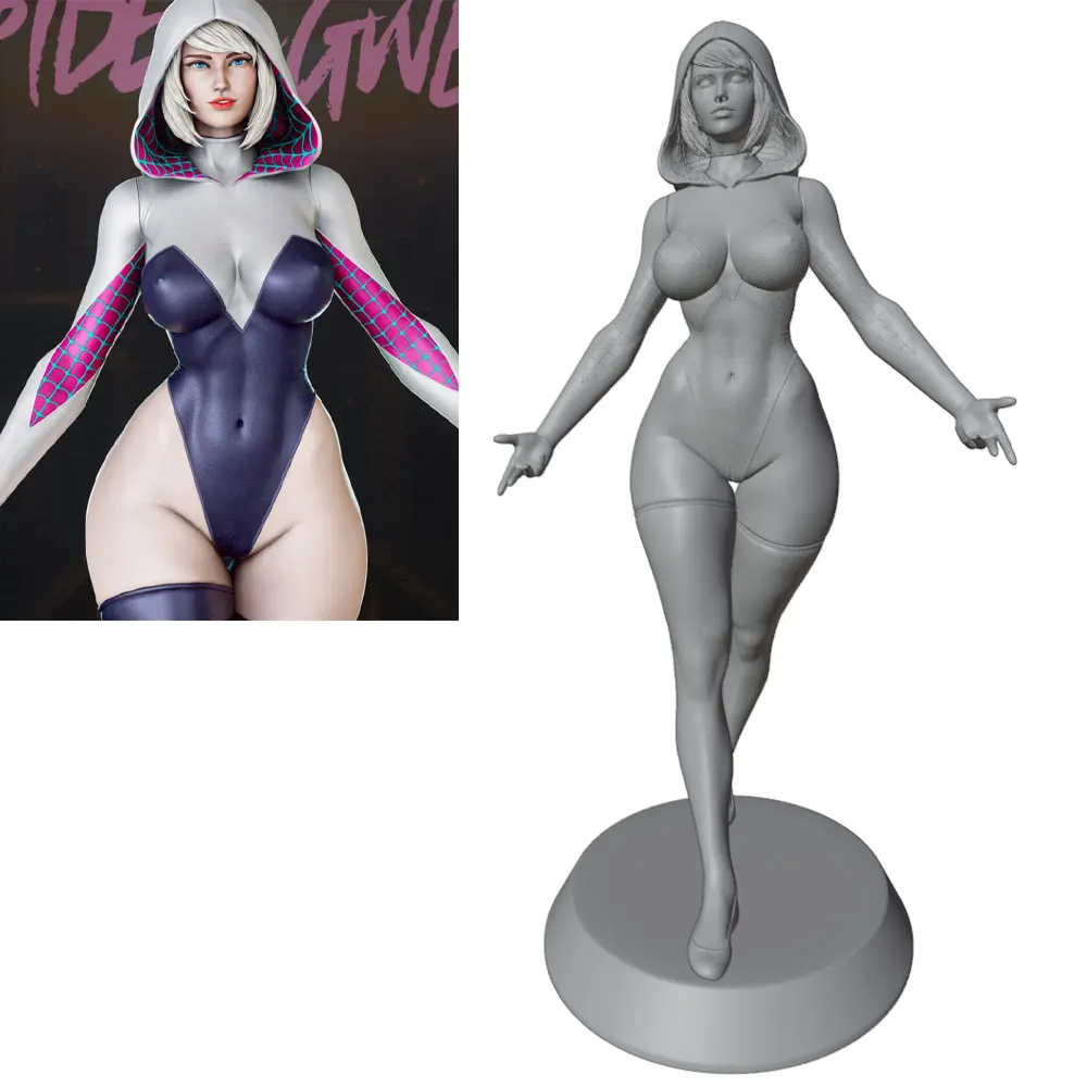 1/24 Sexy Girl Resin Model Kits GK Miniature 3D Printed Gray Model Figurine DIY Doll Model Unassembled And Unpainted