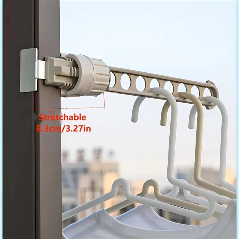 

ABZV-Window Balcony Hanging Drying Rack 3 Pcs 8 Hanging Holes Small Portable Travel Drying Rod