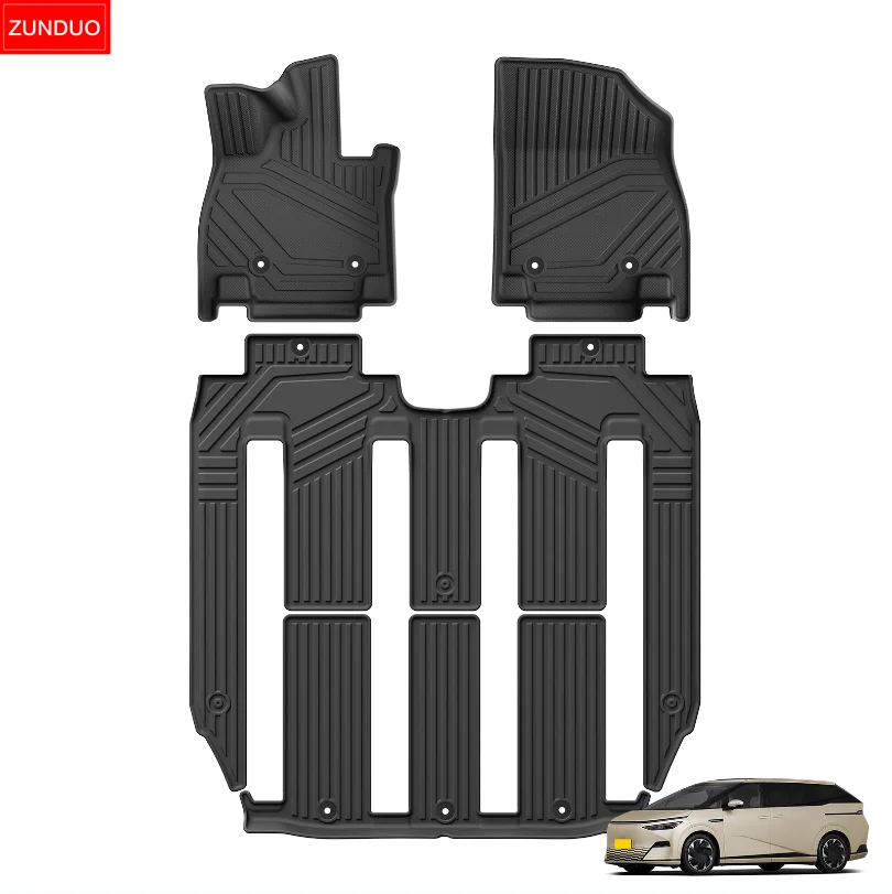 ZUNDUO for Xpeng X9 2026 7Seat Car All Weather Floor Mats Cargo Liner Trunk Pad TPE Interior Accessories Black