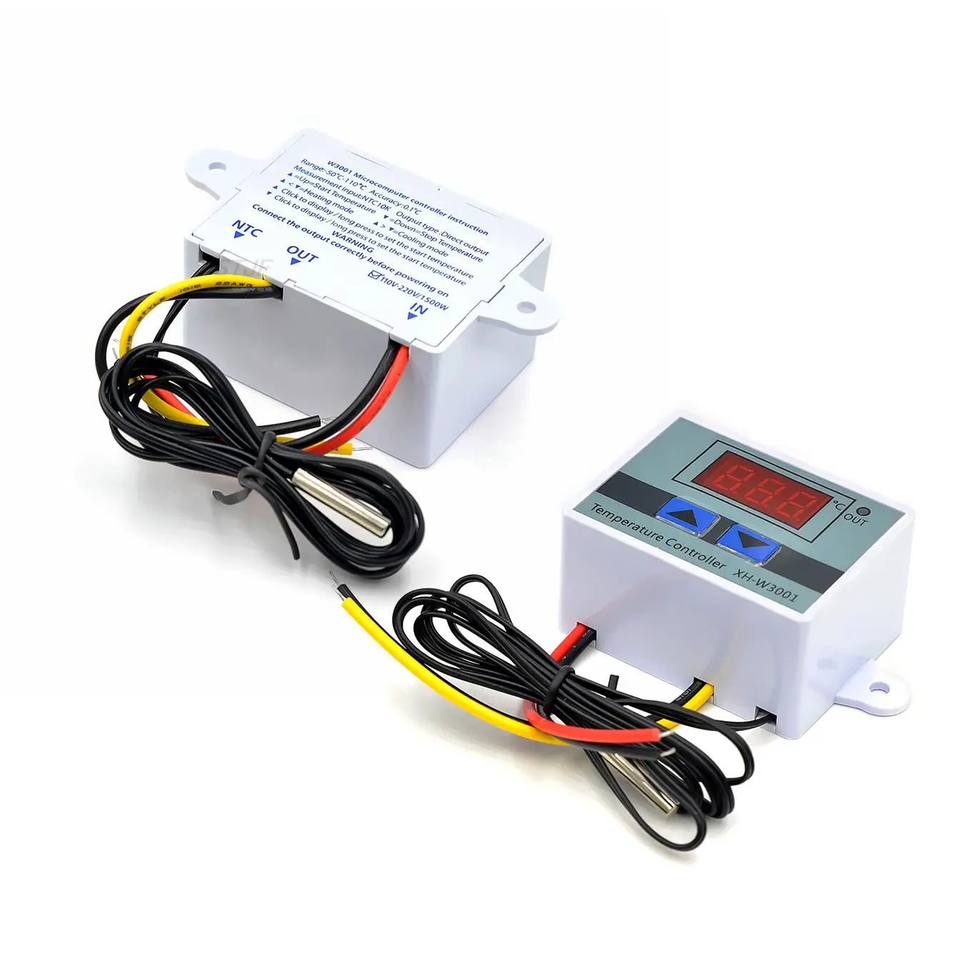 10A 12V 24V 220VAC Digital LED Temperature Controller XH-W3001 for Arduino Cooling Heating Switch Thermostat NTC Sensor