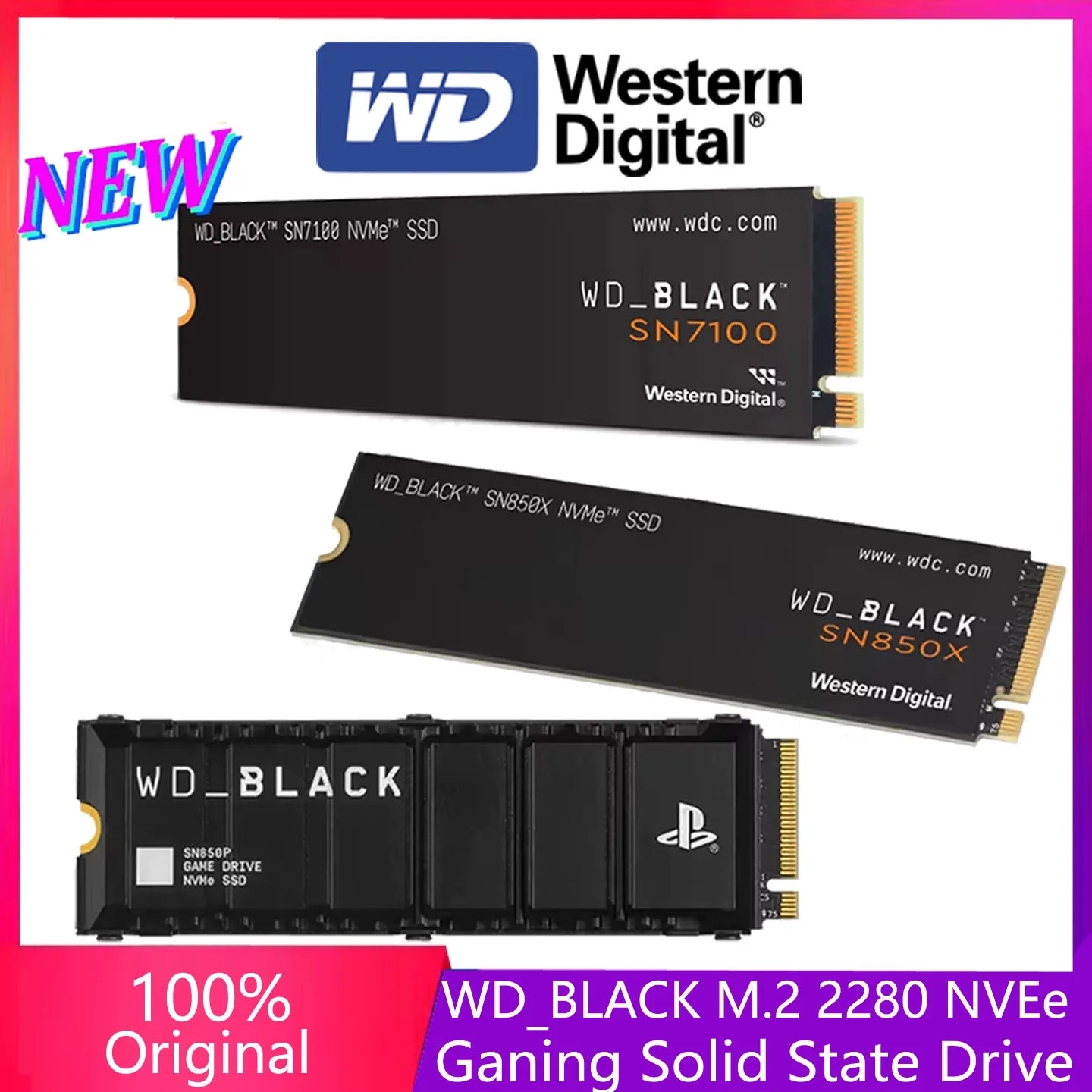 Unidad interna Western Digital WD M.2 2280 NVMe SSD SN850P SN7100 SN850X para juegos 500GB 1TB 2TB 4TB PCIe Gen 4.0