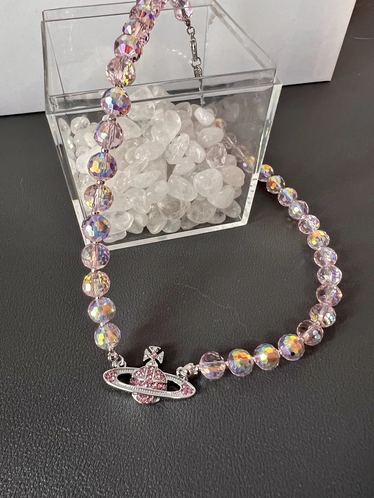 Natural Super Flash Crystal Dream Bead Necklace Vivian Queen Mother Pink Set Saturn Diamond Bracelet Female