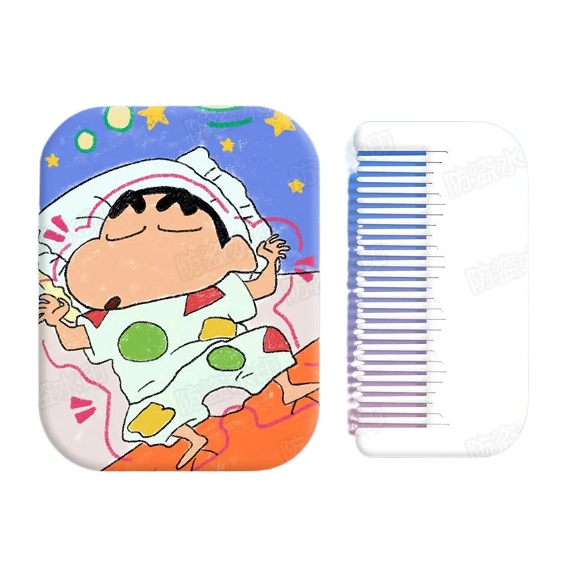 

Crayon Shin Chan Folding Mirror Comb Kawaii Comb Set Cute Cartoon Anime Portable Mirror Hair Comb Toys Creative Student Gift